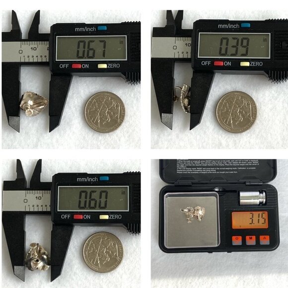 VTG Sterling Silver 925 Dainty 0.67" Textured Leaf Ball Screw Back Earrings - Picture 10 of 16